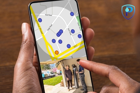 User searching for plumbing services on a Map app