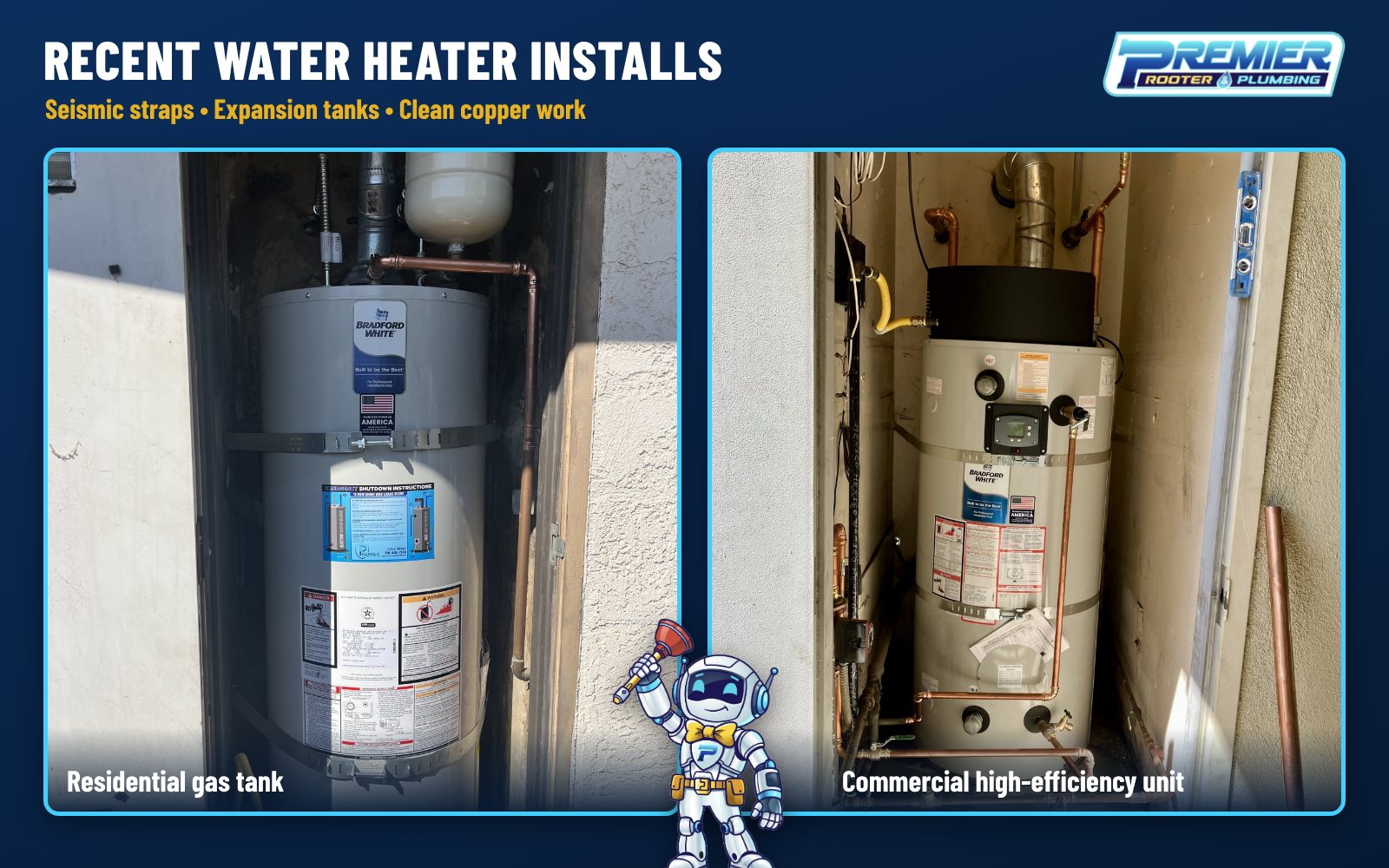 Water heater replacement in Citrus Heights by Premier Rooter and Plumbing